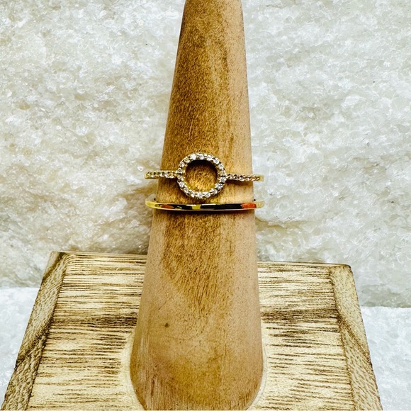 EUC Jules Smith 14k Yellow Gold Micro Pave CZ Halo Cuff Ring - Picture 6 of 12